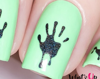 Whats Up Nails - Plantillas de manos ensangrentadas para uñas, pegatinas de uñas de Halloween, decoración de uñas, vinilos para uñas