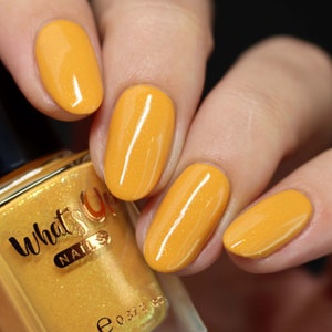 Whats Up Nails - Bear Trap Regular Polish (Mustard Yellow with Gold Shimmer), Nail Polish for Nail Art