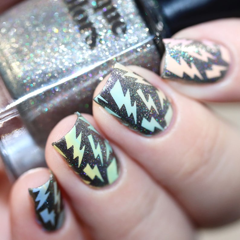 Lightning Bolts Stencils for Nails Nail Stickers Nail Art Etsy