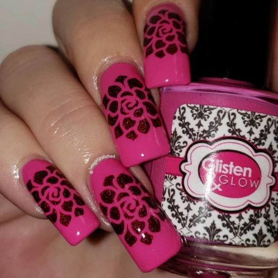 succulent stencils for nails nail stickers nail art nail etsy