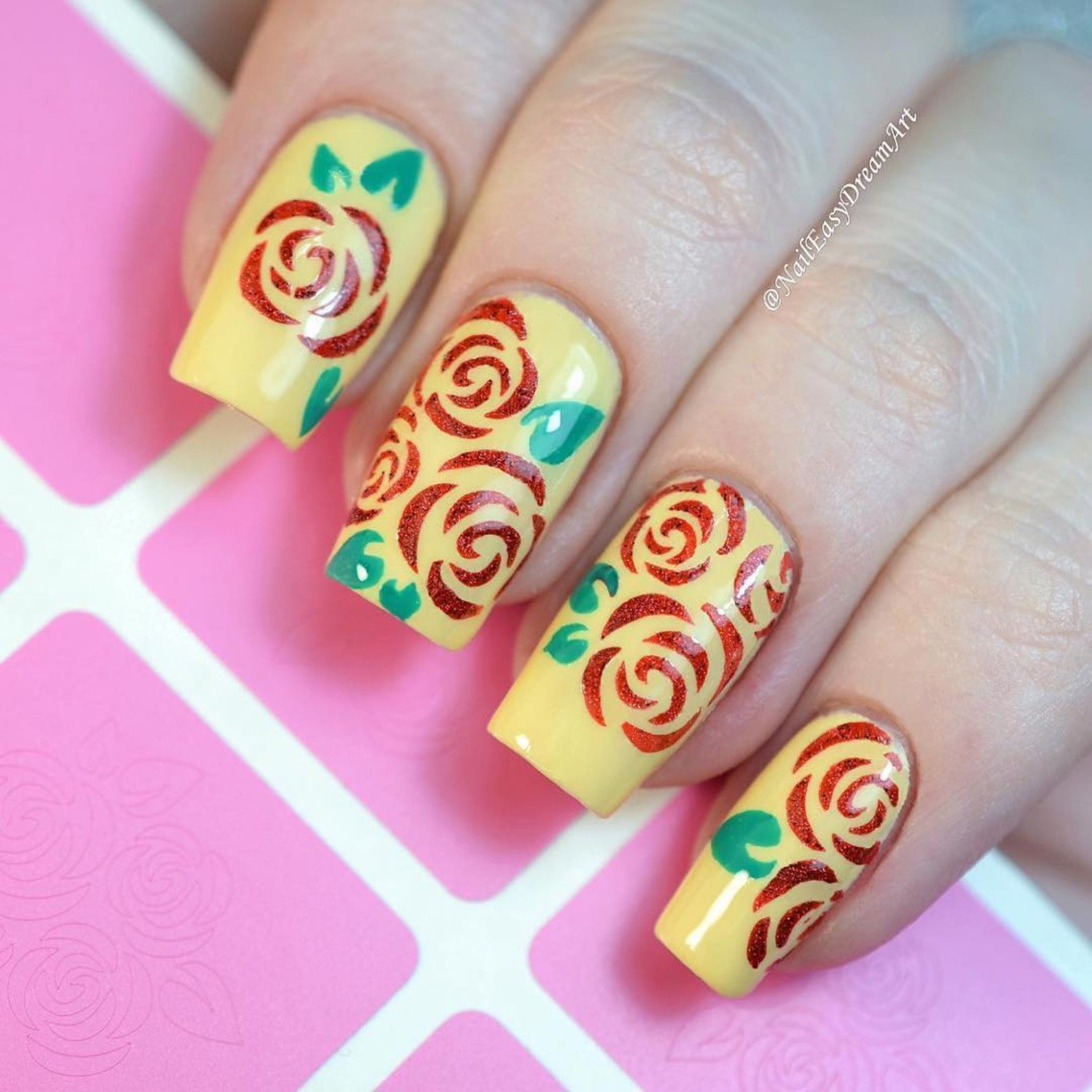 Roses Stencils for Nails Valentine's Day Nail Stickers Etsy