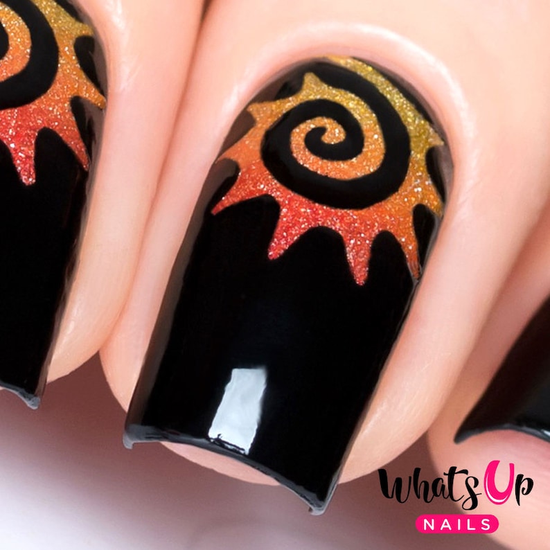 Tribal Sun Stencils For Nails Nail Stickers Nail Art Nail Etsy