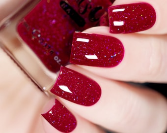 Passion is My Profession Regular Polish (Burgundy Jelly Base with Holographic Flakies), Nail Polish for Nail Art