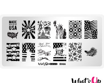 Whats Up Nails - B066 Plaque d'estampage Slice of Americana pour nail art estampé