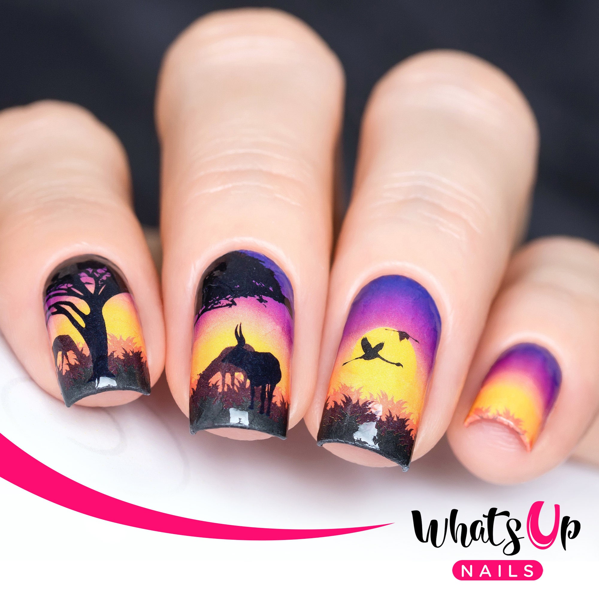 P014 Safari at Sunset Water Decals Sliders for Nail Art Design