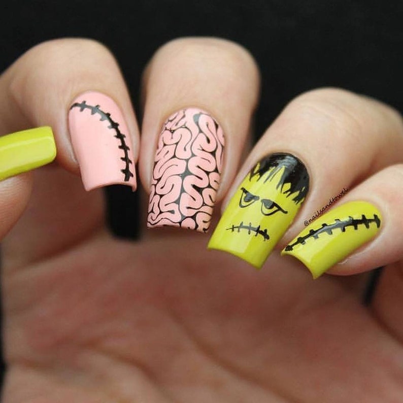 Stitches Stencils for Nails Halloween Nail Stickers Nail Etsy