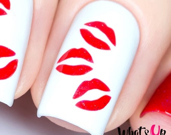Whats Up Nails - Estênceis de beijos para unhas, adesivos de unhas para o Dia dos Namorados, arte para unhas, vinil para unhas
