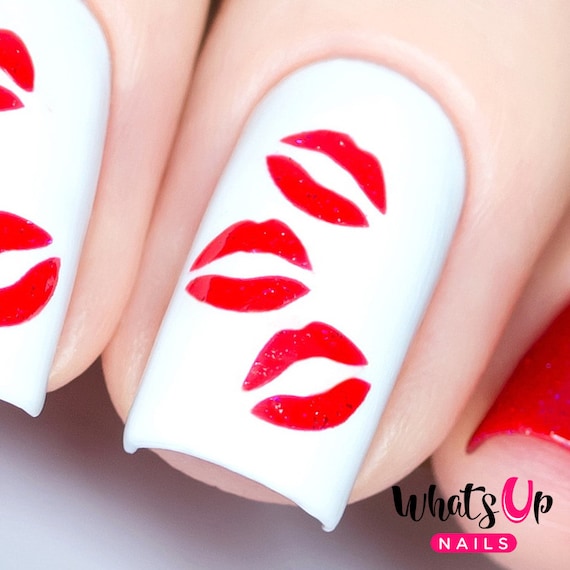 Kisses Stencils for Nails Valentine s Day Nail Stickers Nail Art Nail Vinyls Etsy UK