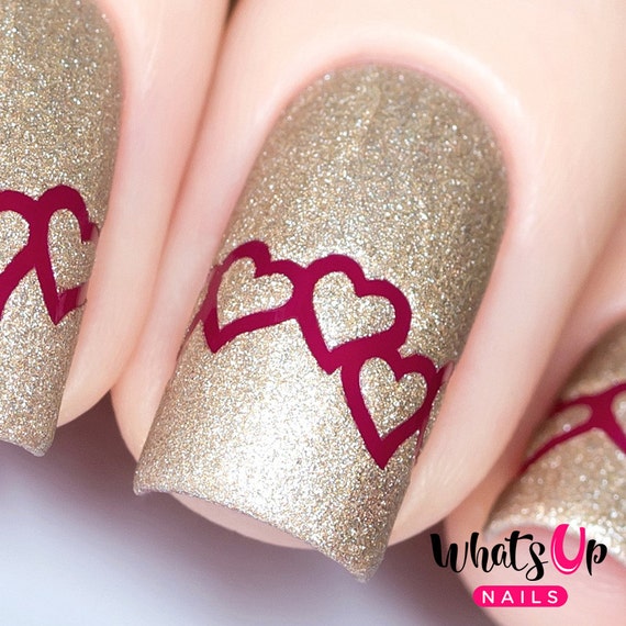 Heart Chain Stencils for Nails, Valentine's Day Nail Stickers, Nail Art,  Nail Vinyls 