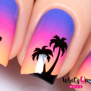 Palm Stickers for Nails, Nail Stencils, Sunset Nails, Nail Art, Nail Vinyls