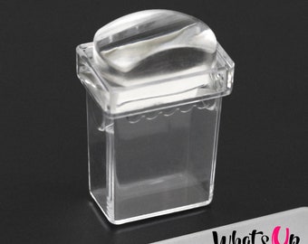 Whats Up Nails - Miniestampador y raspador rectangular transparente para uñas estampadas