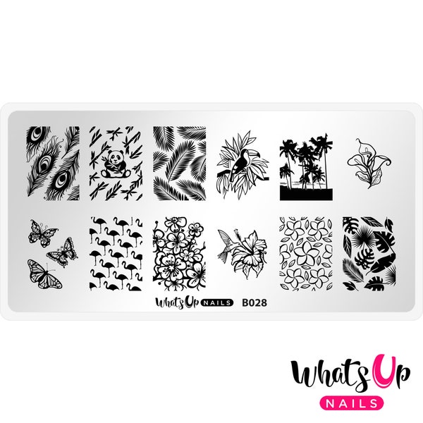 B028 Tropical Escape Stamping Plate For Stamped Nail Art Design