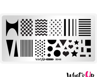 Whats Up Nails - B048 Simple Shapes Stamping Plate For Stamped Nail Art Design