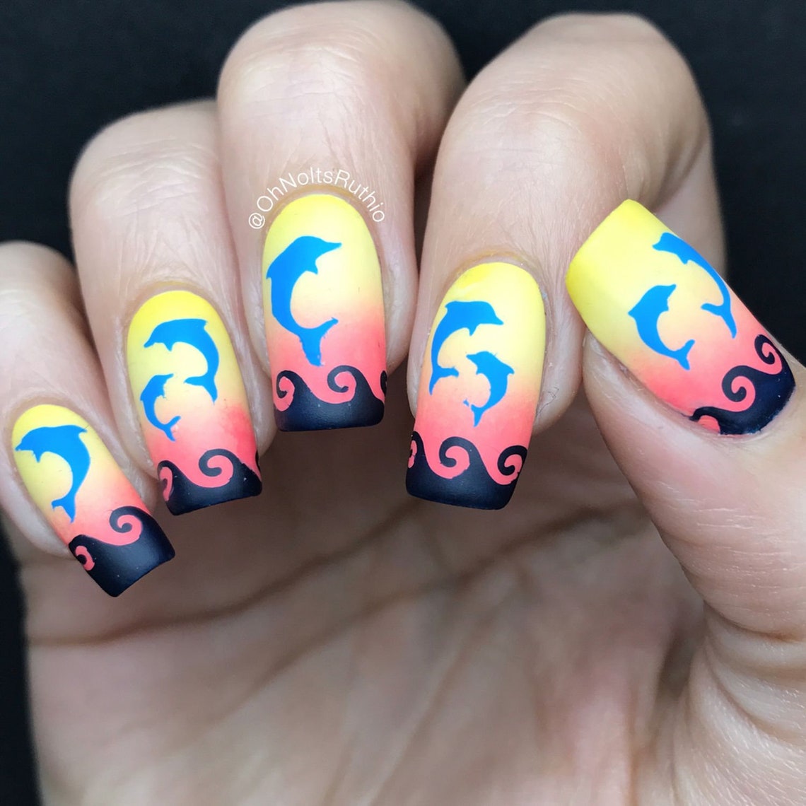 Dolphins Stencils for Nails Nail Stickers Nail Art Nail Etsy