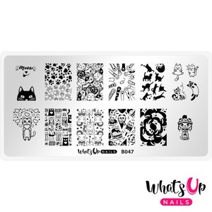Whats Up Nails - B047 Everyday is Caturday Stamping Plate For Stamped Nail Art Design
