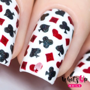 Whats Up Nails - Estênceis de cartas de baralho para unhas, adesivos de unhas, arte de unhas, vinis de unhas