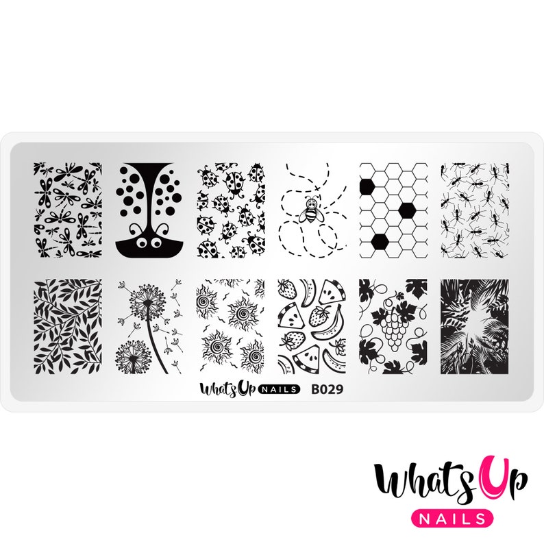 B029 Picnic in the Park Stamping Plate For Stamped Nail Art image 0