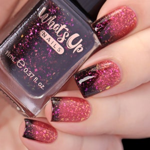 Whats Up Nails - Pump the Rakes Regular Polish (Thermal Orangie Pink/Dark Brown with Pink/Gold Iridescent Flakies), Nail Polish for Nail Art