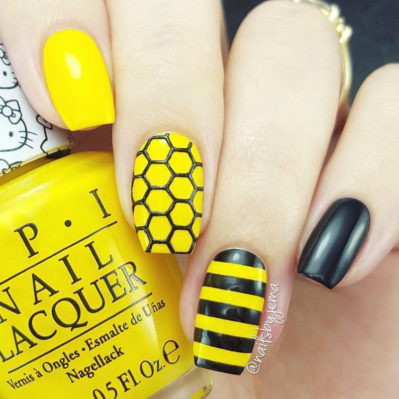 Honeycomb stencils for nails nail stickers nail art nail image 4