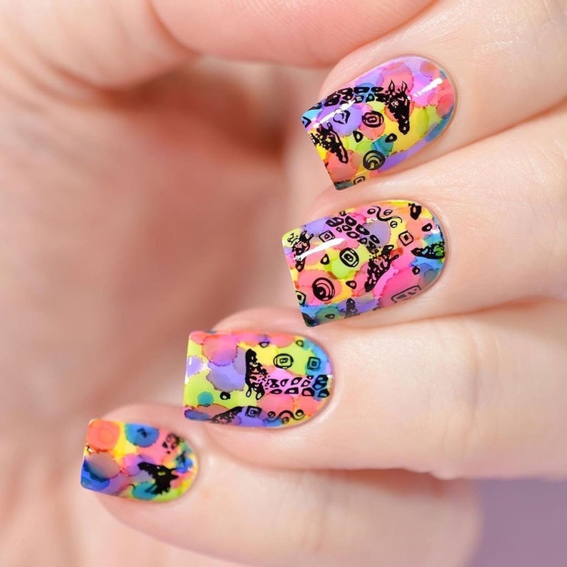 B040 Safari Ride Stamping Plate Stamped Nail Art Design image 5