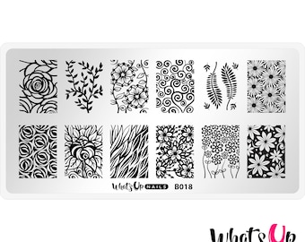 B018 Fields of Flowers Stamping Plate For Stamped Nail Art Design