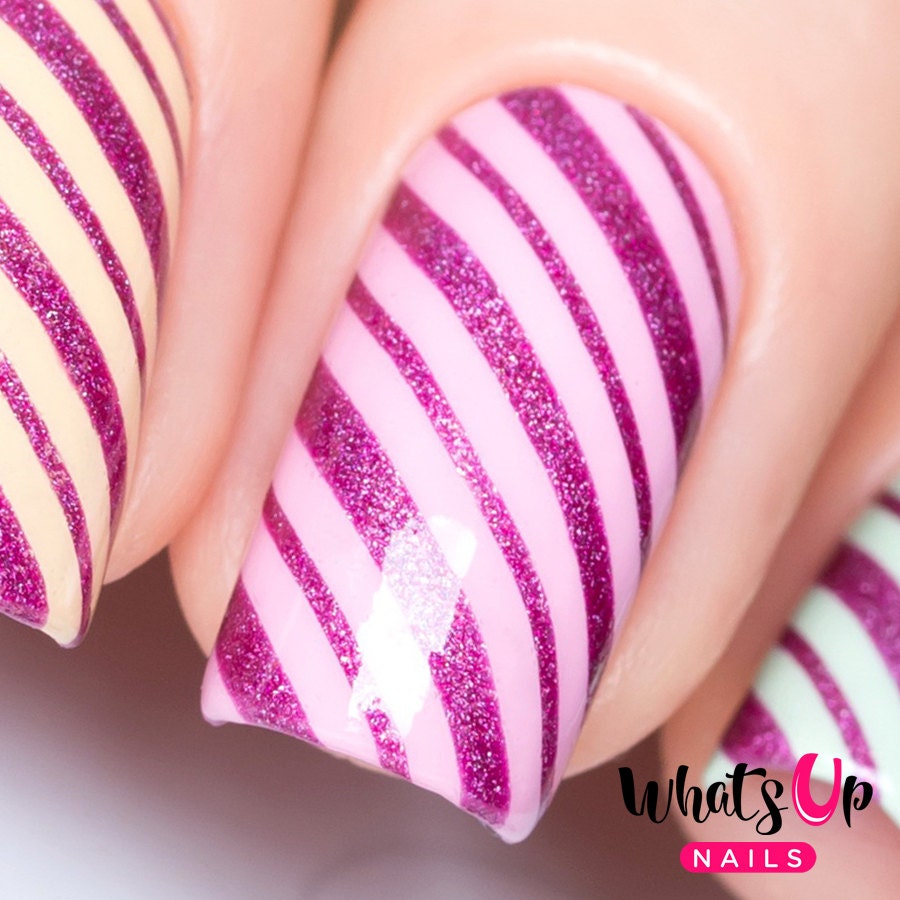 Wrapping Paper Stencils for Nails Candy Cane Christmas Nail