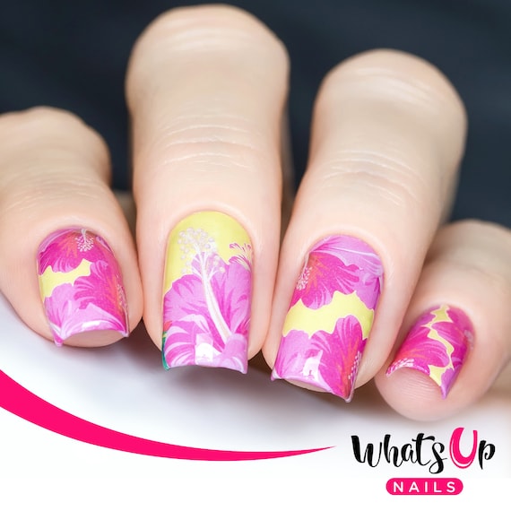 Whats Up Nails - P085 Frilly Hibiscus Water Decals Sliders for Nail Art Design