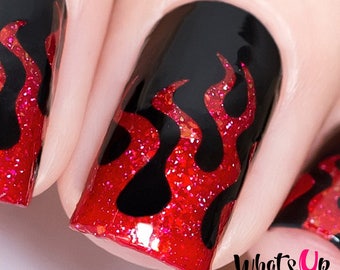 Whats Up Nails - Fire Stencils for Nails, Halloween Nail Stickers, Nail Art, Nail Vinyls