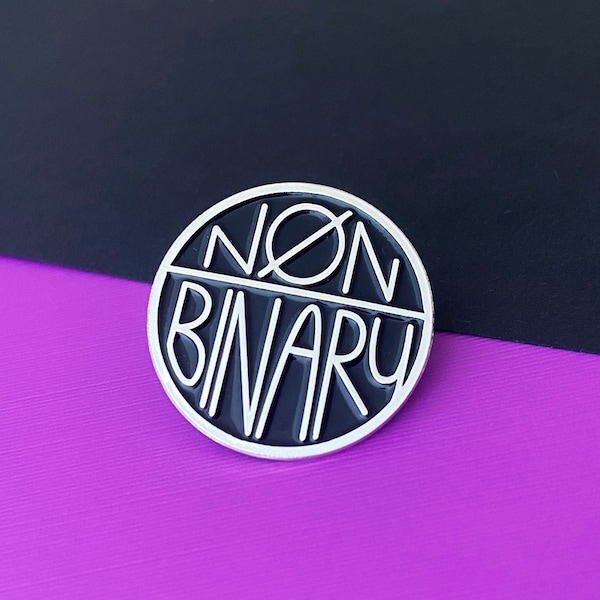 NONBINARY Soft Enamel Statement Pin [Silver Edition] - Transgender Agender Pronoun Gender-Affirming Lapel Pin