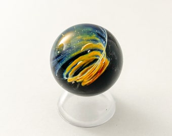 desk decoration paper press Mini vortex glass marble on acrylic base