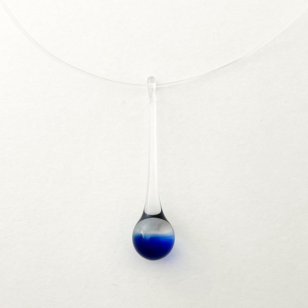 Collier goutte de verre bleu