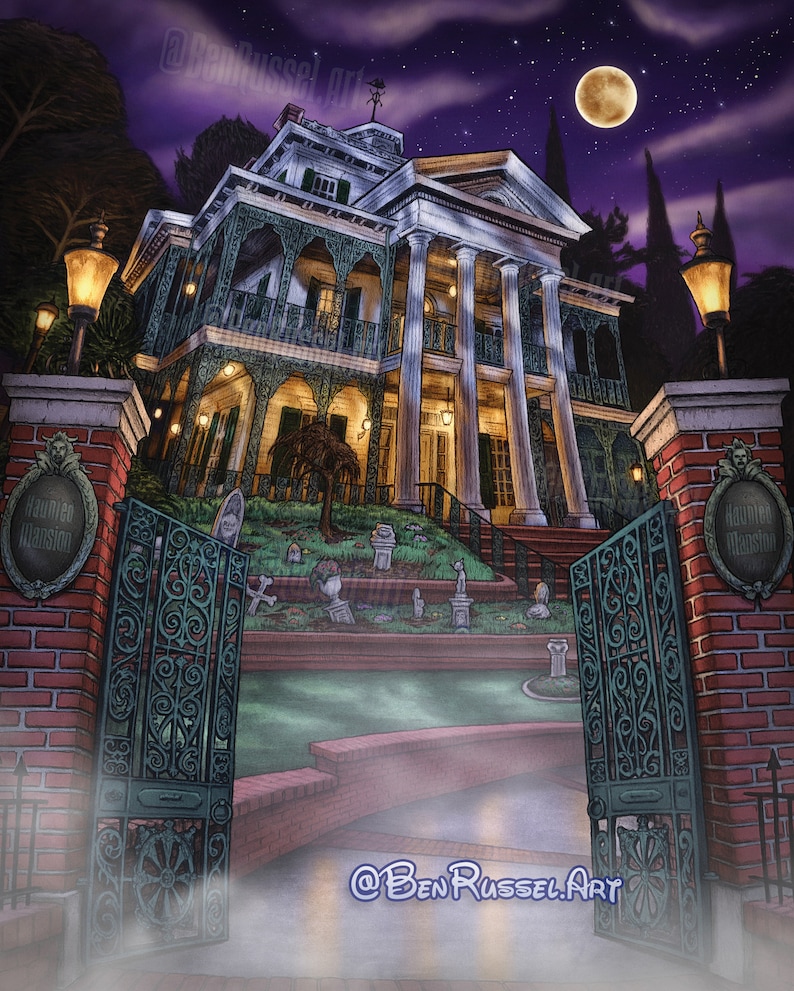 Disneyland's Haunted Mansion 11x14 Print by Ben Russel Etsy
