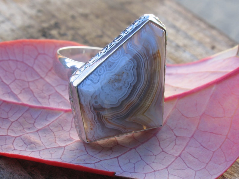 Laguna Lace agate ring in sterling silver