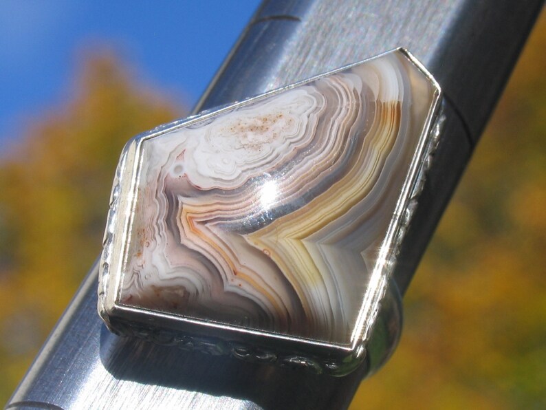 Laguna Lace agate ring in sterling silver