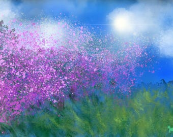 Spring Blossom Landscape – Easter Inspired Wall Art (A3 Poster)