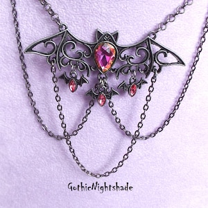 VAMPIRE BAT CHOKER/Necklace, Gothic Gunmetal Bat Necklace, Handmade, Halloween