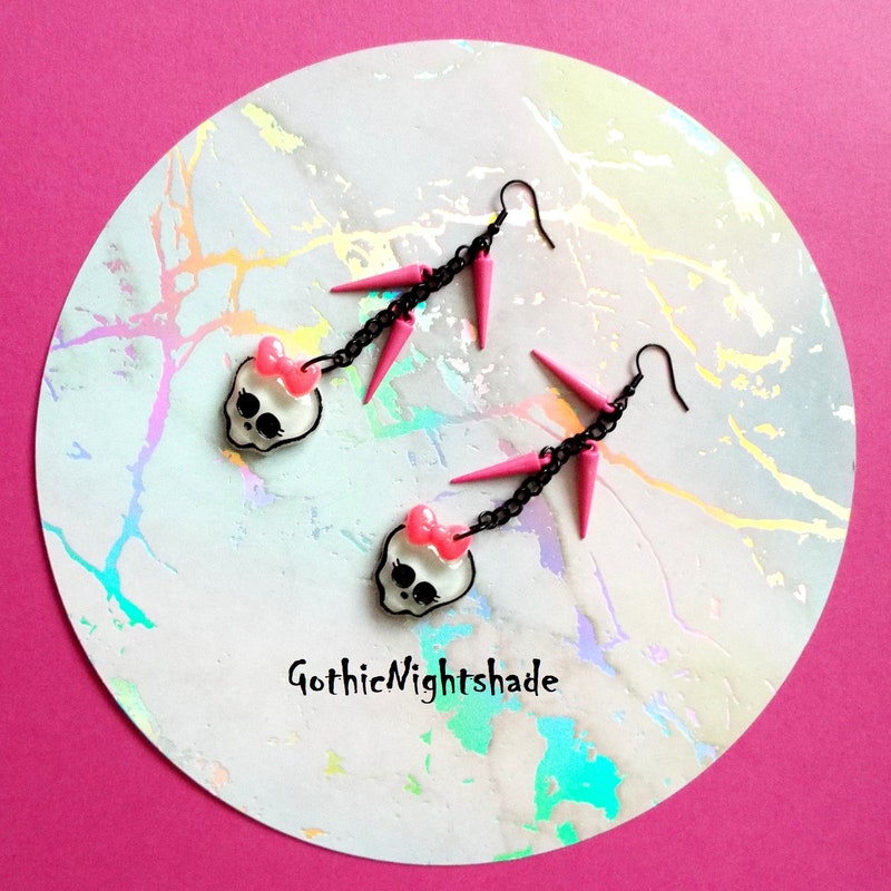 Pastel Goth Sugar Skull Earrings for Halloween Vibes
