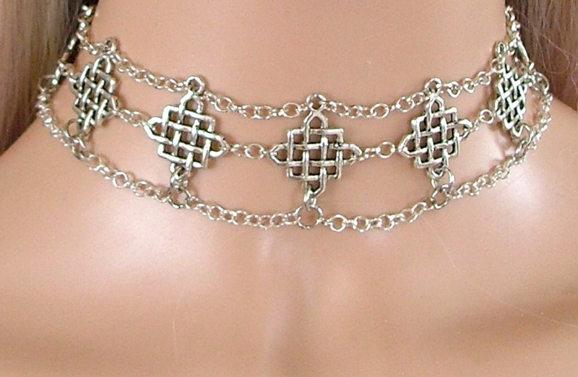 Celtic Square Knot Choker/Necklace Pagan Choker Silver Chain Etsy