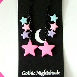 PASTEL STAR EARRINGS, Fairy Kei, Pastel Goth Kawaii, Handmade