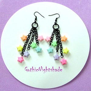 MULTI PASTEL STAR Earrings, Fairy Kei, Pastel Goth Kawaii, Handmade