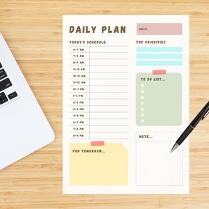Printable Daily Planner, Print at home Day Planner, A4 Day Planner, Fun Day Planner, Daily Plan Template, Daily Organizer, Daily Schedule