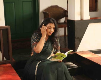 Tarana Dark Green Kota Saree