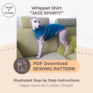 DESCARGAR PATRÓN DE COSTURA / Camisa Whippet - tallas Large y XLarge / Tamaños de papel: A4 - Carta - Póster