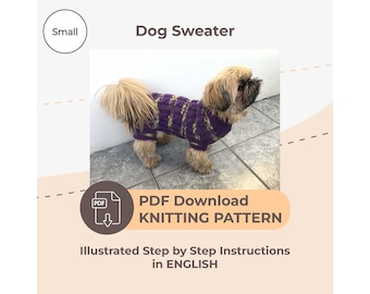 Dog Sweater Knitting Pattern – Size Small (PDF Download)