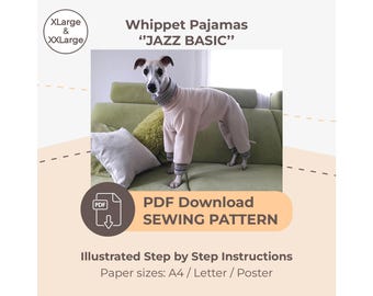 TÉLÉCHARGER LE PATRON DE COUTURE / pyjama Whippet - tailles XL et TG / Formats de papier : A4 - Letter - Poster