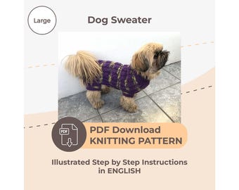 Dog Sweater Knitting Pattern – Size Large (PDF Download)