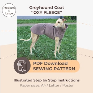 DOWNLOAD SEWING PATTERN / Greyhound Coat - sizes Medium and Large / Paper sizes: A4 - Letter - Poster