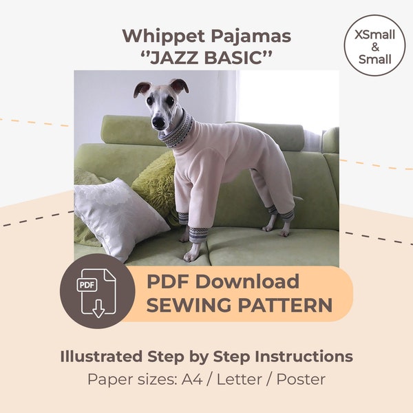 DOWNLOAD SEWING PATTERN / Whippet Pajamas - sizes XSmall and Small / Paper sizes: A4 - Letter - Poster