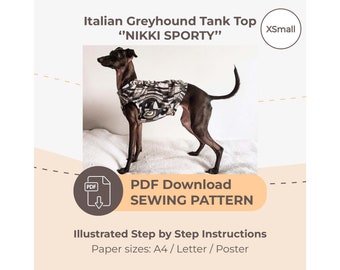 DOWNLOAD SEWING PATTERN / Italian Greyhound Tank Top - Single Size XSmall / Paper sizes: A4 - Letter - Poster