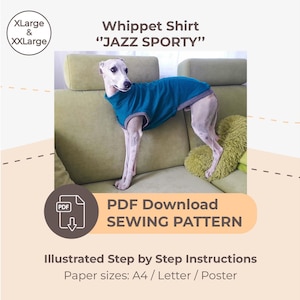 DESCARGAR PATRÓN DE COSTURA / Camisa Whippet - tallas XLarge y XXLarge / Tamaños de papel: A4 - Carta - Póster